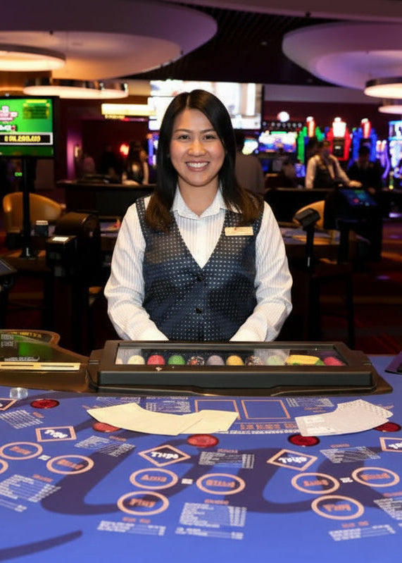 custom dealer uniforms for casino hospitality for ladies and men in all sizes