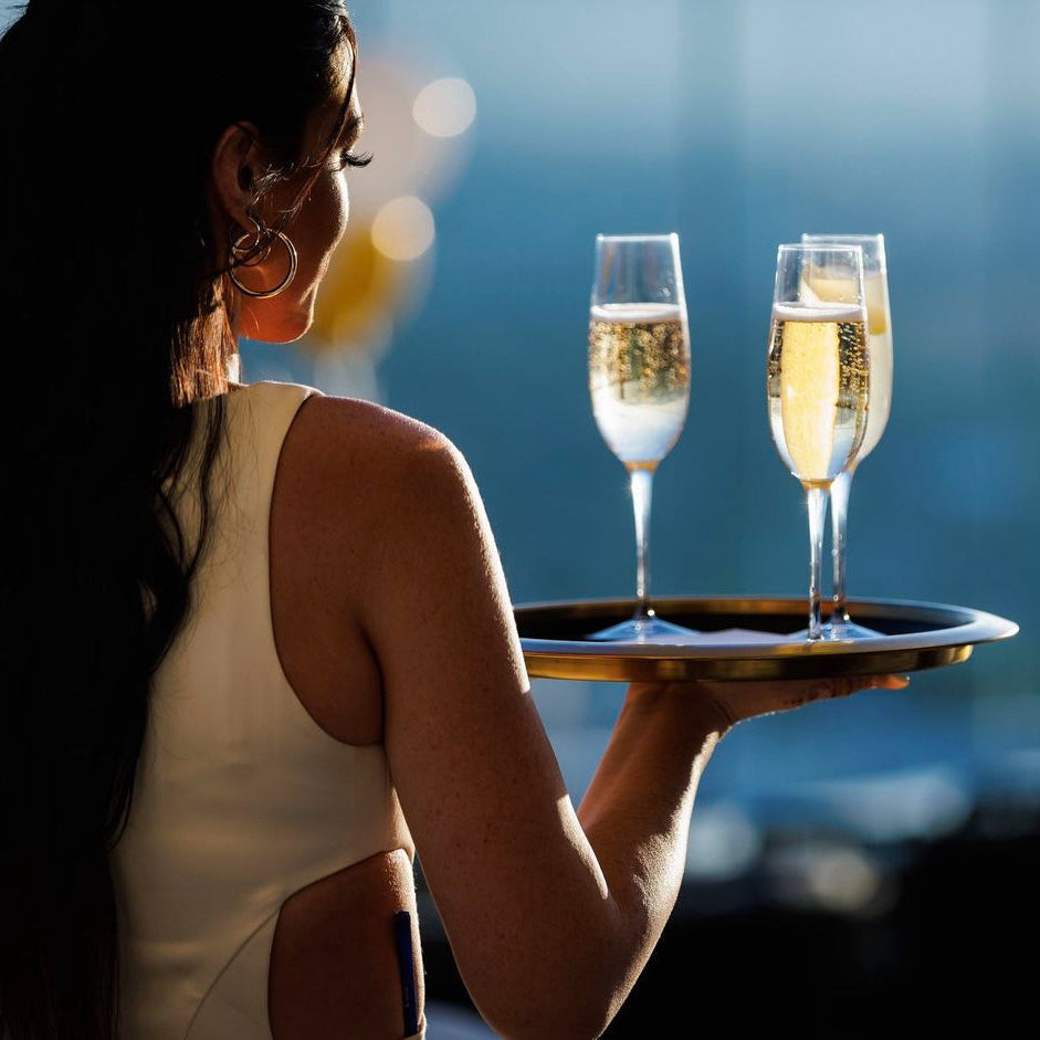 custom cocktail server uniform program in satin cutout dress