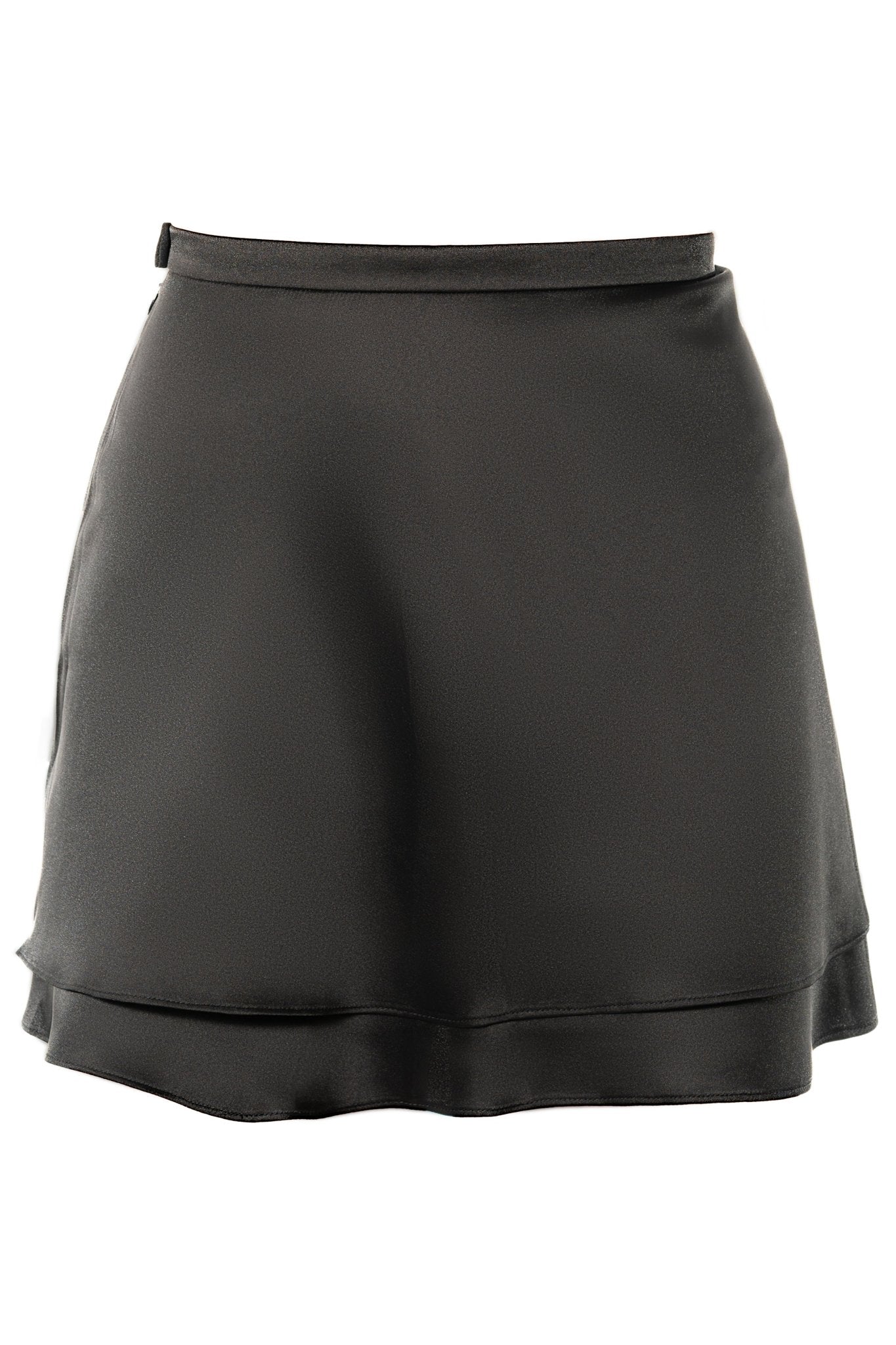 LUCY Cocktail Uniform Skirt for casino, gaming, hotel, restaurants, hospitality, and resorts. A short double layer satin skirt for cocktail server uniform. - KAPTVA Apparel