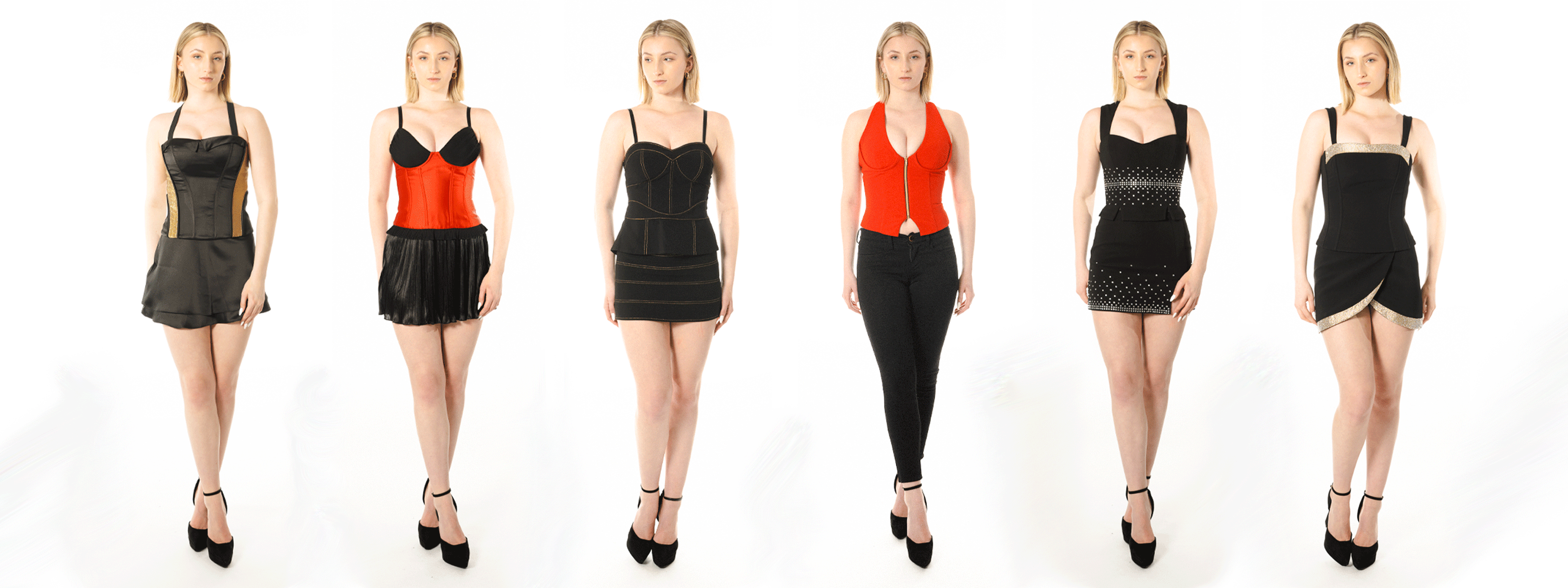 Hotel and casino uniforms for hostess dress and cocktail server outfits. Uniform design for custom uniforms for hospitality. Front of house staff uniforms, cocktail waitress, dealer, and front desk KAPTVA Apparel