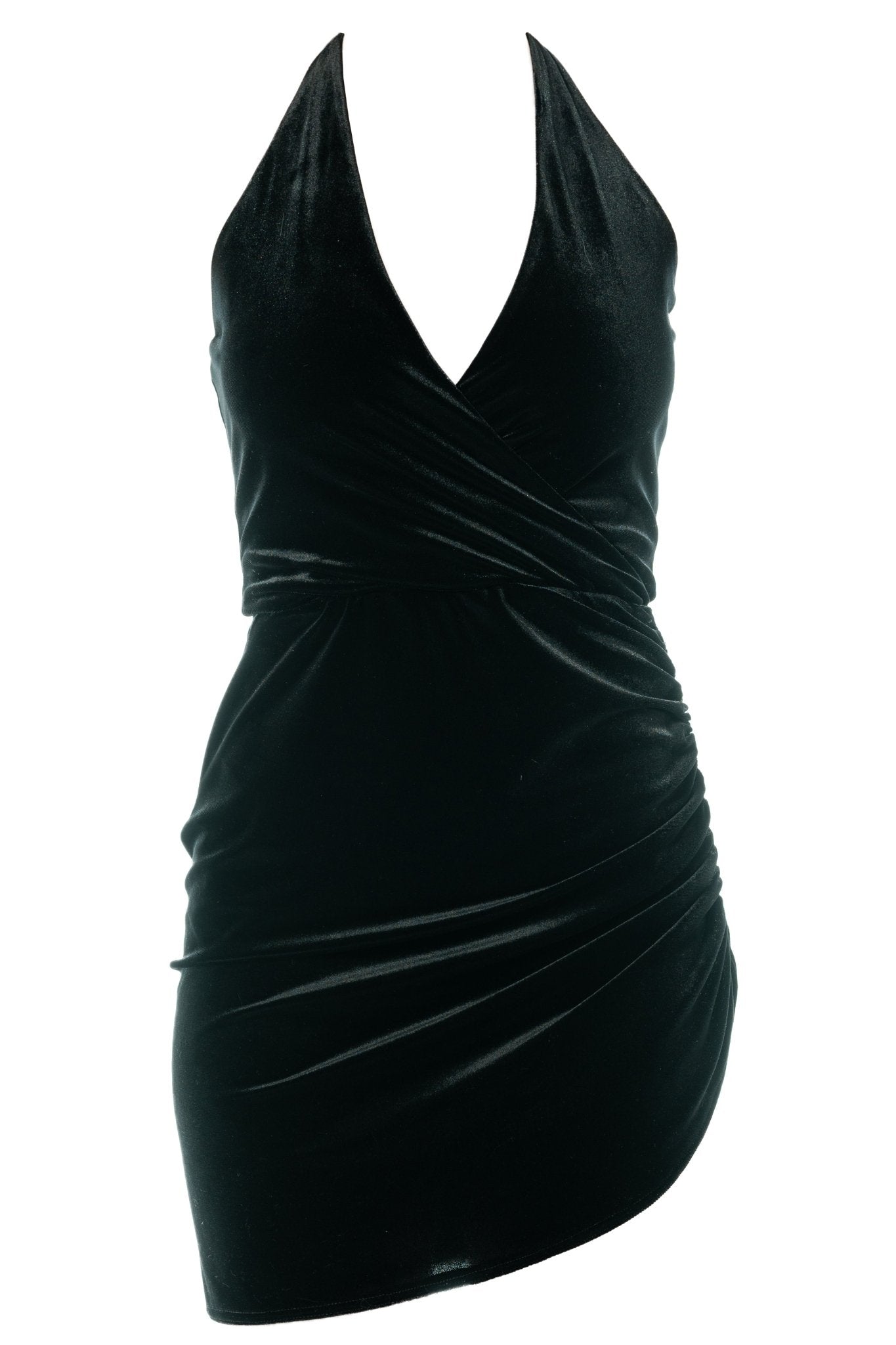 ROXY Cocktail Server Uniform Dress for gaming, casino, restaurant, hotel, hospitality, and resorts. Mini dress with shirring and racer back in stretch velvet. - KAPTVA Apparel